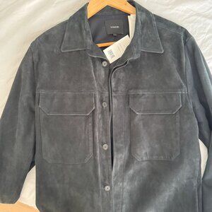 Men's Vince Goat Suede Overshirt Jacket - Black - S (Fits Like M) - MSRP $1,150